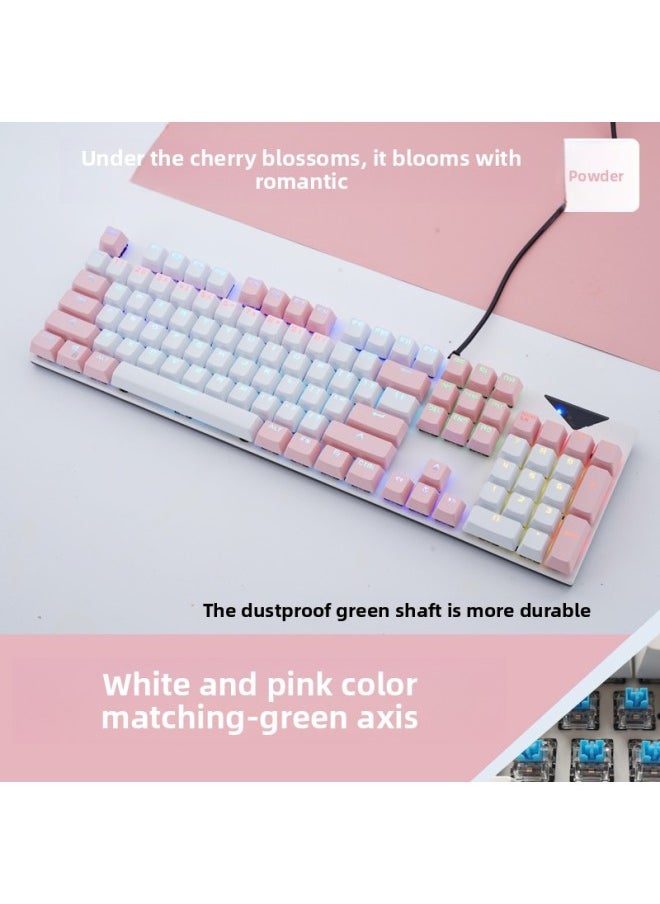 Generic - Bai Zhan KB168 Green Axis Mechanical Keyboard Metal Game E-Sports Internet Cafe Eating Chicken LOL Computer Wired Keyboard Cross-Border-Color:Dazzle Silver Fox K80 White Yellow Double Green Shaft - Image 1