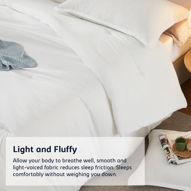 Quataly Queen Comforter Sets White,3PCS Soft Lightweight Breathable Bedding Comforter Sets for All Season, Queen Size(90''Ã—90'' Comforter & 2 Pillowcases) - Image 4