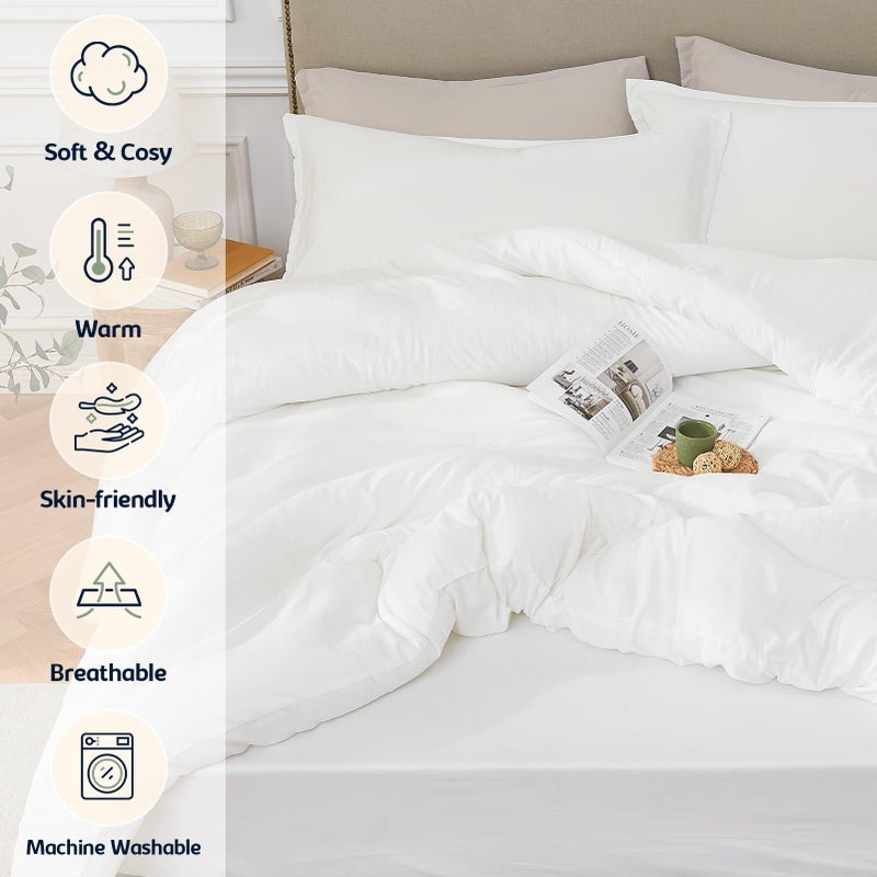 Quataly Queen Comforter Sets White,3PCS Soft Lightweight Breathable Bedding Comforter Sets for All Season, Queen Size(90''Ã—90'' Comforter & 2 Pillowcases) - Image 2