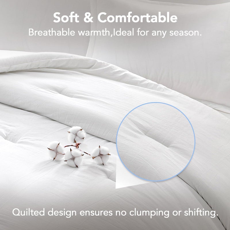 Quataly Queen Comforter Sets White,3PCS Soft Lightweight Breathable Bedding Comforter Sets for All Season, Queen Size(90''Ã—90'' Comforter & 2 Pillowcases) - Image 3