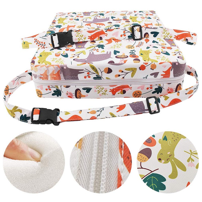 SUNMALL Toddler Booster Seat for Dining Table,Chair Increasing Cushion for Baby Kids,Portable Dismountable Adjustable Highchair Booster(White Animal) - Image 2