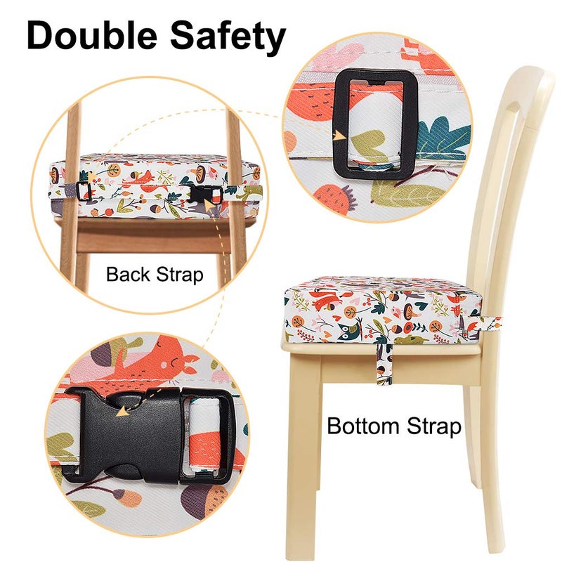 SUNMALL Toddler Booster Seat for Dining Table,Chair Increasing Cushion for Baby Kids,Portable Dismountable Adjustable Highchair Booster(White Animal) - Image 5