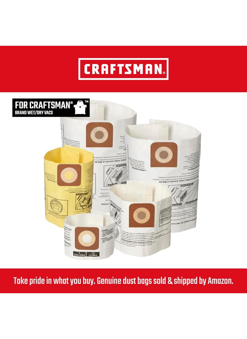 CRAFTSMAN CRAFTSMAN CMXZVBE39970 Genuine Fine Dust Wet Dry Vac Dust Collection Bags for Most 6 to 10 Gallon CRAFTSMAN Shop Vacuums Collects Dry Fine Debris Reduces Cleanup Time 2Pack  - Image 5