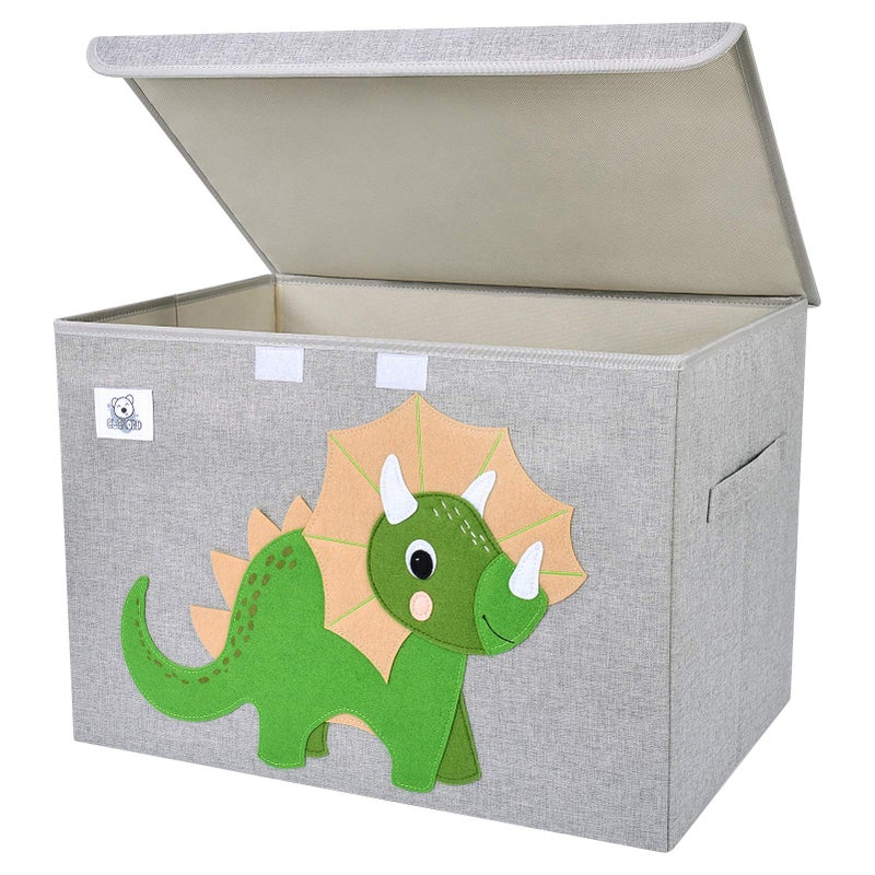 CLCROBD Foldable Large Kids Toy Chest with FlipTop Lid Collapsible Fabric Animal Toy Storage OrganizerBinBoxBasketTrunk for Toddler Children and Baby Nursery Triceratops