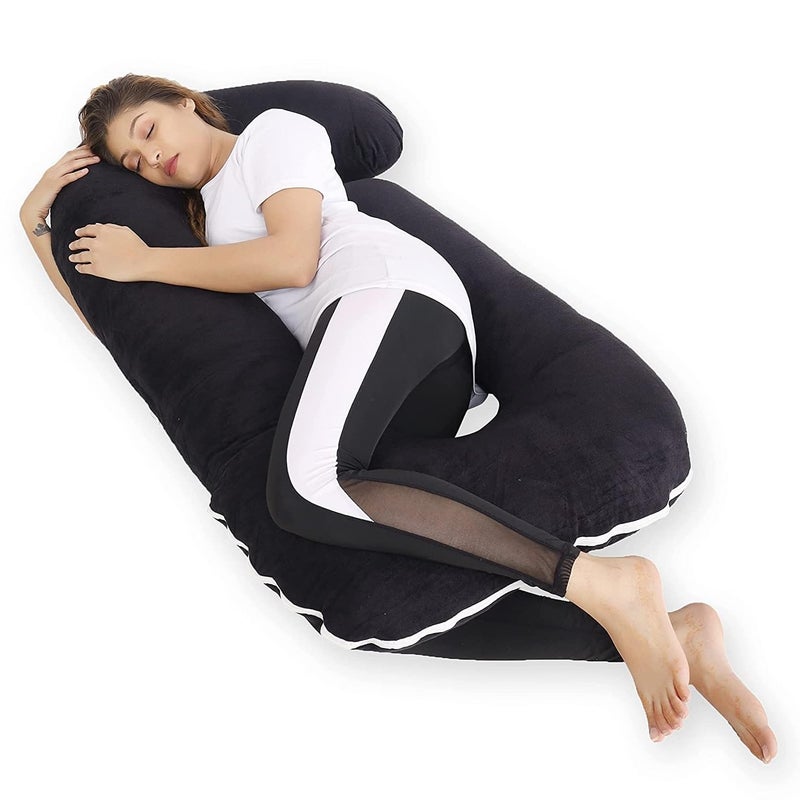 ozly Ultra Soft Pregnancy Body Pillow,Cushion,Pregnant Women,Gift for Pregnancy,Nursing Pillow,Huggable Pillow,Washable,J-Shaped,Multi-Functional,Full Body Pillow,Peaceful Sleep,Pregnancy - Image 1