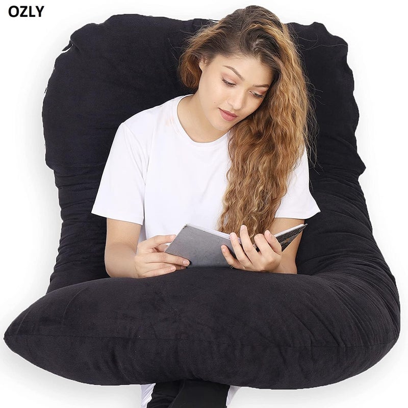 ozly Ultra Soft Pregnancy Body Pillow,Cushion,Pregnant Women,Gift for Pregnancy,Nursing Pillow,Huggable Pillow,Washable,J-Shaped,Multi-Functional,Full Body Pillow,Peaceful Sleep,Pregnancy - Image 3