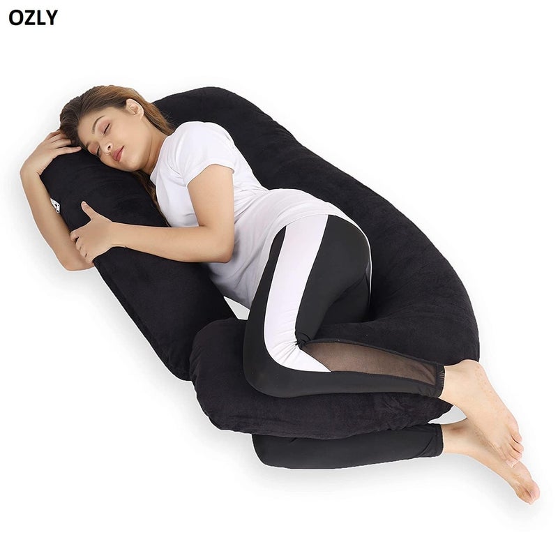 ozly Ultra Soft Pregnancy Body Pillow,Cushion,Pregnant Women,Gift for Pregnancy,Nursing Pillow,Huggable Pillow,Washable,J-Shaped,Multi-Functional,Full Body Pillow,Peaceful Sleep,Pregnancy - Image 4