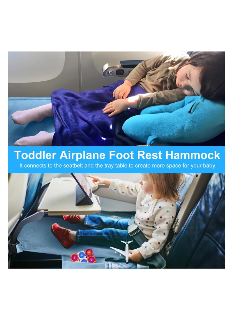 Toddler Airplane Bed with Side Pockets and Seat Extender for Kids Travel Essentials Portable Foot Rest for Flights - Image 2