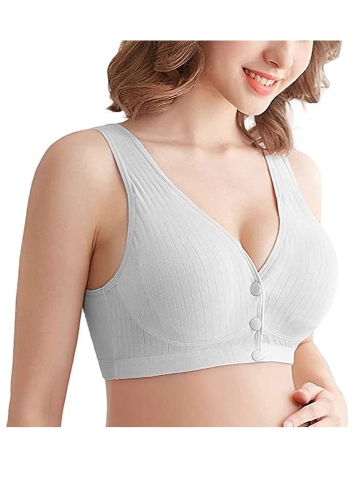 Rubik Nursing Bra for Women, Breast Feeding Maternity Front Button Closure Seamless Removeable Padded Smooth Wireless Pregnancy Sleeping Bra (X-Large, Grey)  - Image 1