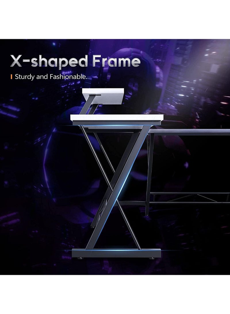 Apexll L Shaped Desk 51 Inch Computer Corner Desk Home Gaming Desk Office Writing Workstation Large Monitor Stand Space Saving Easy To Assemble White 51X18.2X29.5 Inch - Image 2