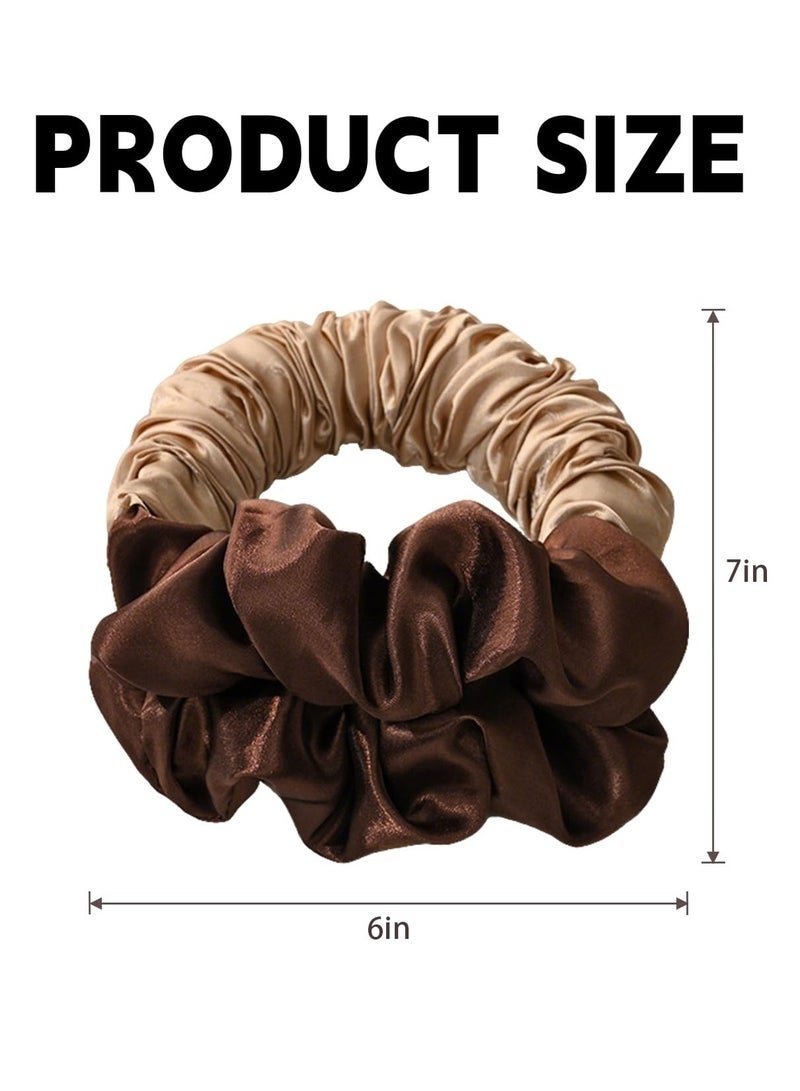 Two-Pack Of Women'S Heat-Free Curling Hair Ties, Suitable For Overnight Wear, Soft Silk Texture, Perfect For Long Hair Overnight Use. (Brown + Brown Leopard Print) - Image 3