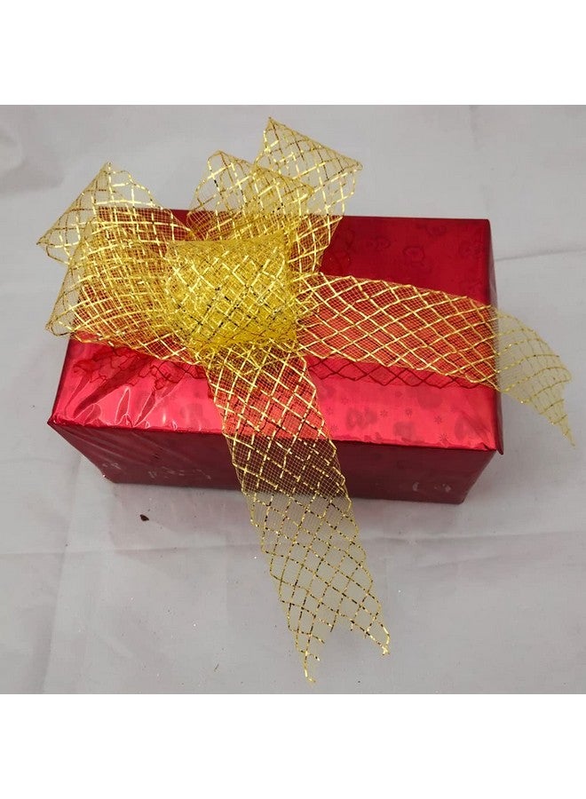 3A Featuretail Golden Mesh Net Polyester Ribbon for Flower Making, Christmas Decoration, Gift Packing, Party Decoration, Festive Decoration & Scrapbooking (8 Meter, Golden) - Image 2