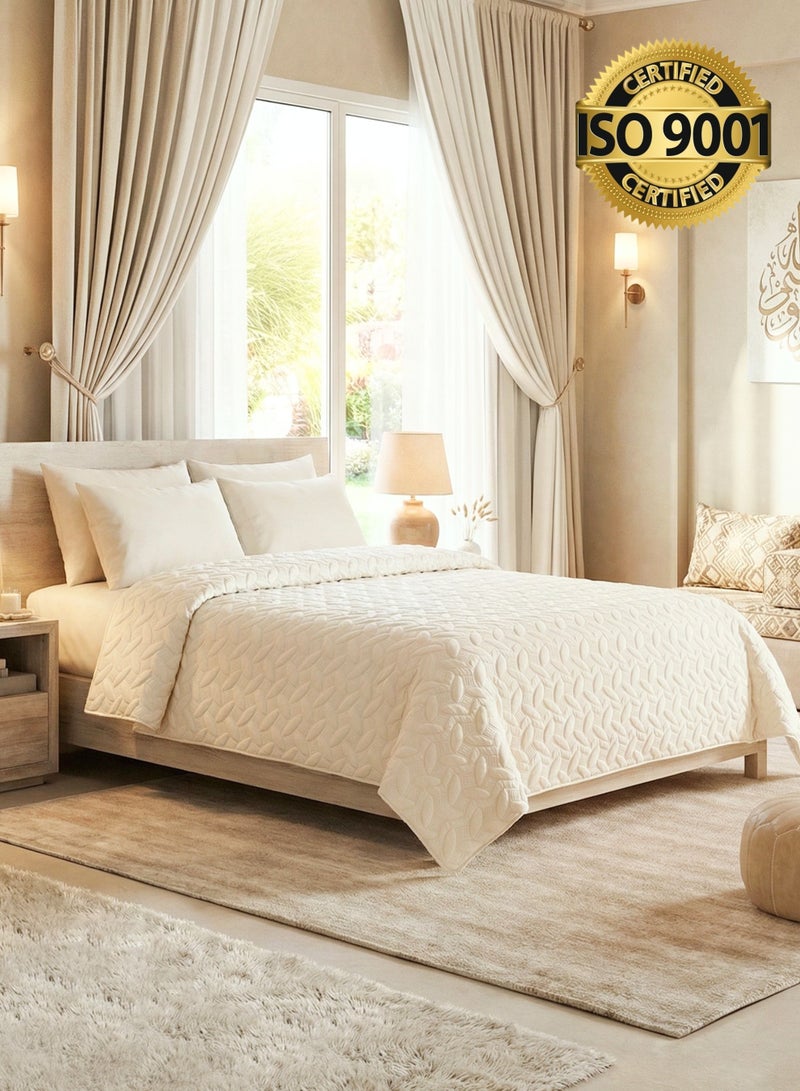 Master Home Textile طقم مفرش سرير من الألياف الدقيقة مكون من 3 قطع يناسب سرير مقاس مفرد مقاس 120 × 200 سم، طقم لحاف مضغوط مقاس مفرد، سلسلة Elmira - Image 1