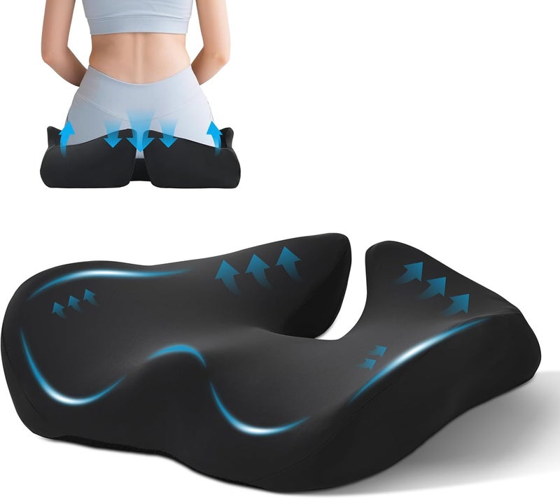 BRO Extra Large Coccyx Cushion - Ergonomic Memory Foam Seat Cushion for Tailbone Pain Relief - Image 1