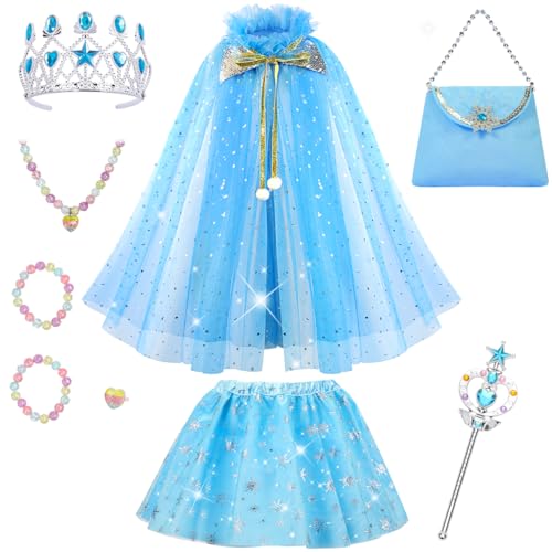 Meland Princess Dress up Clothes for Little Girl, 11Pcs Princess Cape with Crown,Princess Dresses for Girl 3-8 Birthday Gift - Image 1