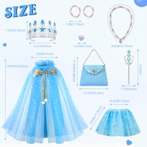 Meland Princess Dress up Clothes for Little Girl, 11Pcs Princess Cape with Crown,Princess Dresses for Girl 3-8 Birthday Gift - Image 4