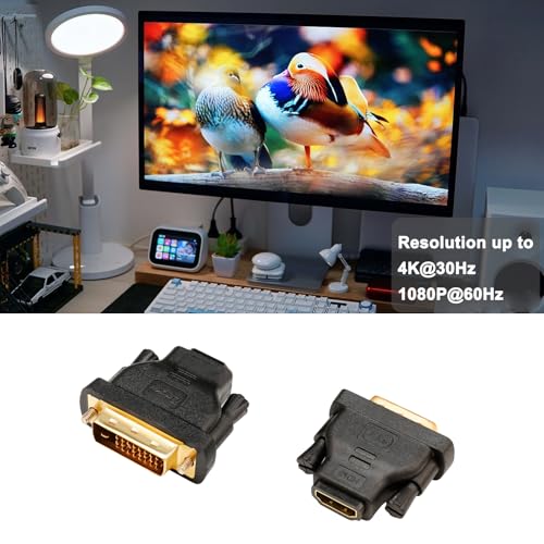 DTech DVI to HDMI Adapter DVI Male to HDMI Female Bi-Directional DVI-D Port Converter 4K 1080P Gold Plated Connector - Image 4
