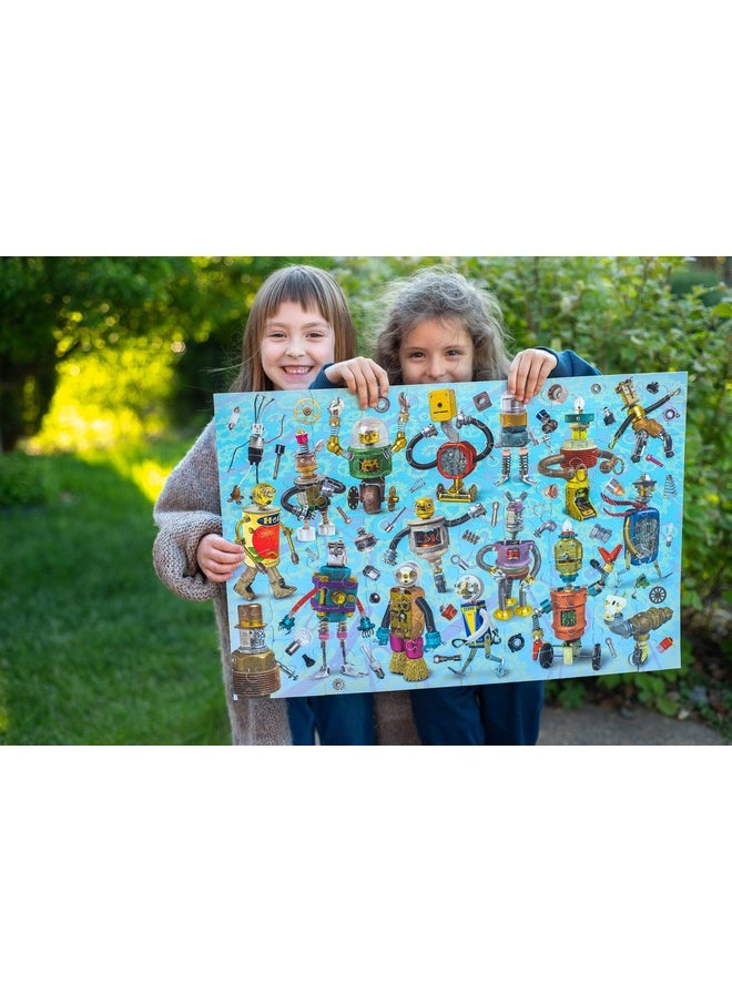 eeboo : Upcycled Robots 100 Piece Puzzle, Perfect Project For Little Hands, Aids In Development Of Pattern, Shape, And Color Recognition, Offers Children A Challenge, Perfect For Ages 5 And Up  - Image 5