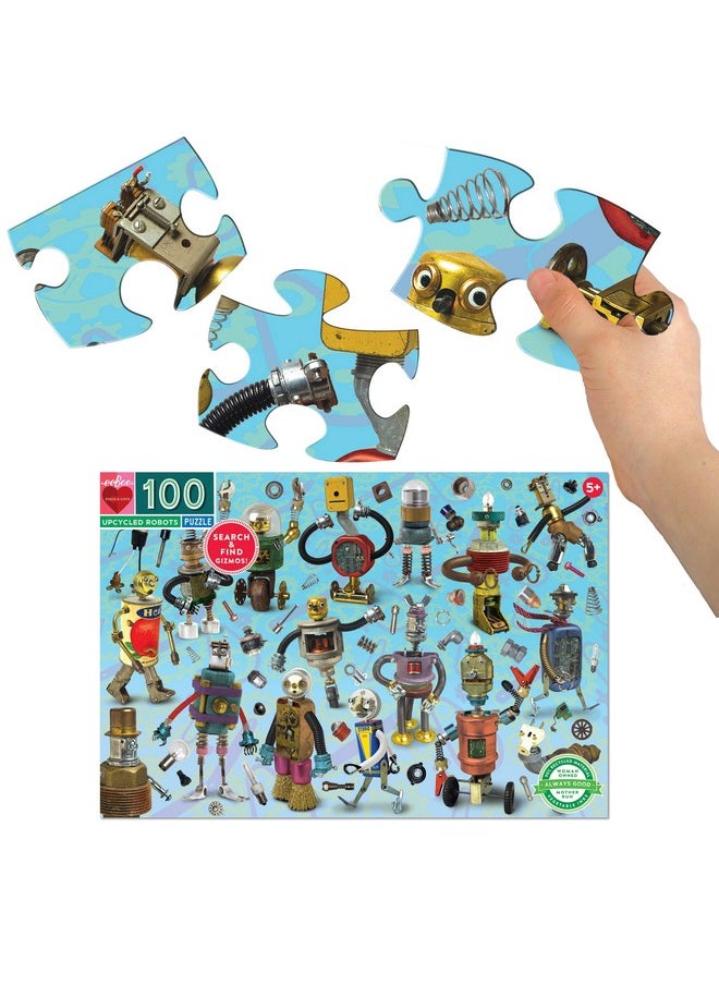 eeboo : Upcycled Robots 100 Piece Puzzle, Perfect Project For Little Hands, Aids In Development Of Pattern, Shape, And Color Recognition, Offers Children A Challenge, Perfect For Ages 5 And Up  - Image 2