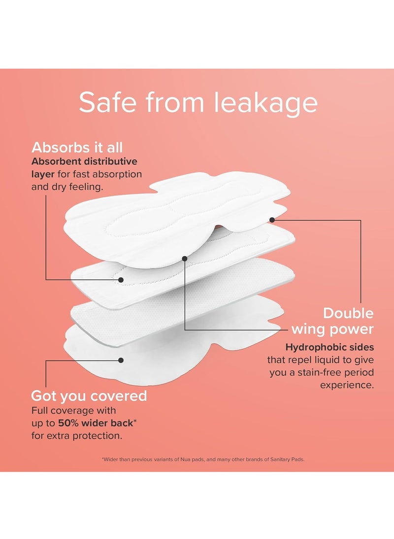 Nua - Nua Ultra Safe 50 Sanitary Pads For Women | 3 sizes in 1: 12 Heavy Flow-XL+, 20 Medium-XL & 18 Light-L | Toxic-Free & Rash-Free | Unscented | Leakproof | With 50 Disposal Pouches| Bulk Pack - Image 1