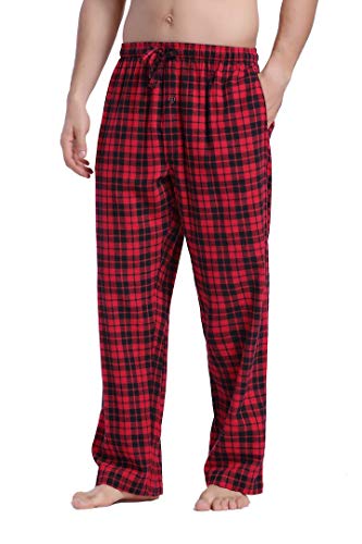 CYZ Men's 100% Cotton Super Soft Flannel Plaid Pajama Pants-BlackRedTartan-M - Image 2