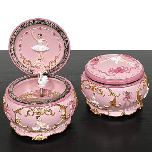 Briskfeel Classical Ballerina Music Box LED lights Twinkling Resin Carved Collectible Mechanical Ballerine Musical Box with Sankyo 18-Note Ballerina Rotates with Music (4# Ballet) - Image 4