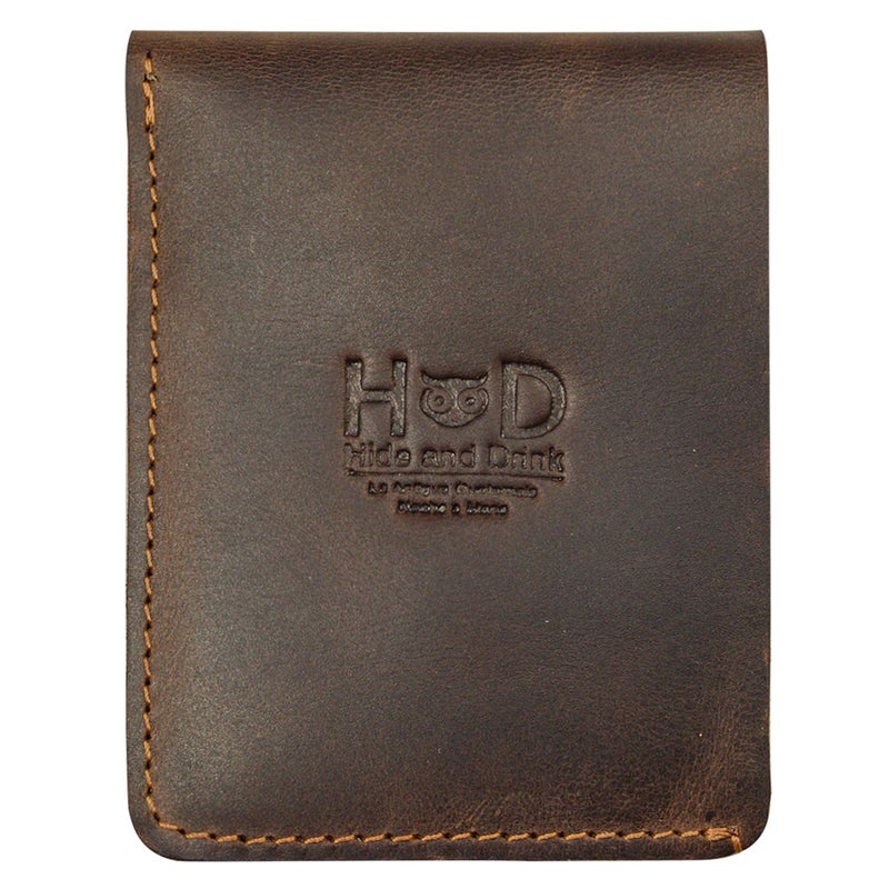 Hide & Drink, Vertical Front Pocket Wallet with Card Slot, Compact Storage for Bills, Card Holder, Full Grain Leather, Handmade, Bourbon Brown - Image 5