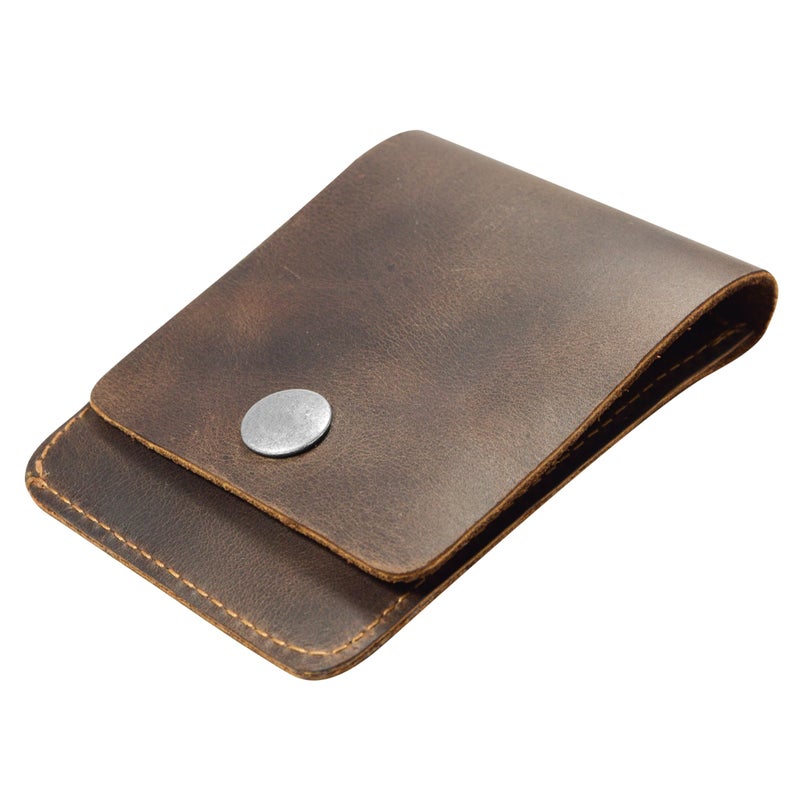 Hide & Drink, Vertical Front Pocket Wallet with Card Slot, Compact Storage for Bills, Card Holder, Full Grain Leather, Handmade, Bourbon Brown - Image 4