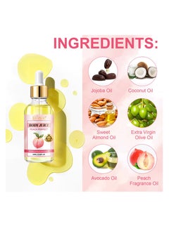 IKZEE 60ml Body Juice Oil Peach Hand Crafted Body Oil for Women Nourishing Hydrating & Moisturizing for All Skin Types with Natural Oils 100% Pure Natural Essence Body Juice Oil  - Image 2