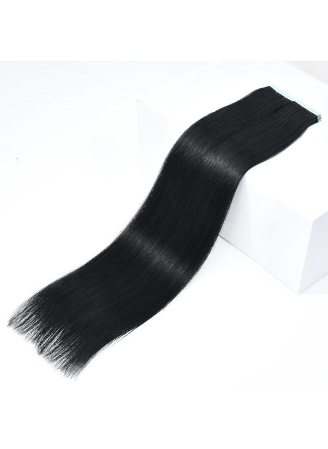 Rose bud ROSEBUD Tape in Hair Extensions REMY Human Hair, Secure Skin Weft Hair Extensions Seamless 50g/Pack 20Pcs 16 Inch Jet Black Natural  - Image 2