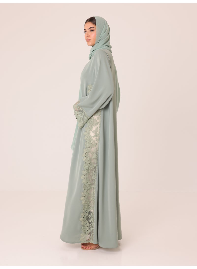 اكسا عباية دانتيل خضراء - Image 4