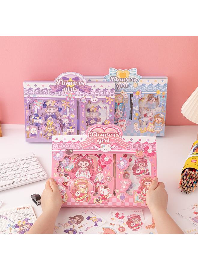 Bluejw Cute Hand Ledger Suit Loose-leaf Hand Ledger Full Set Wholesale Cartoon Student Stationery Gift Goo Card Hand Ledger Gift Box - Image 4