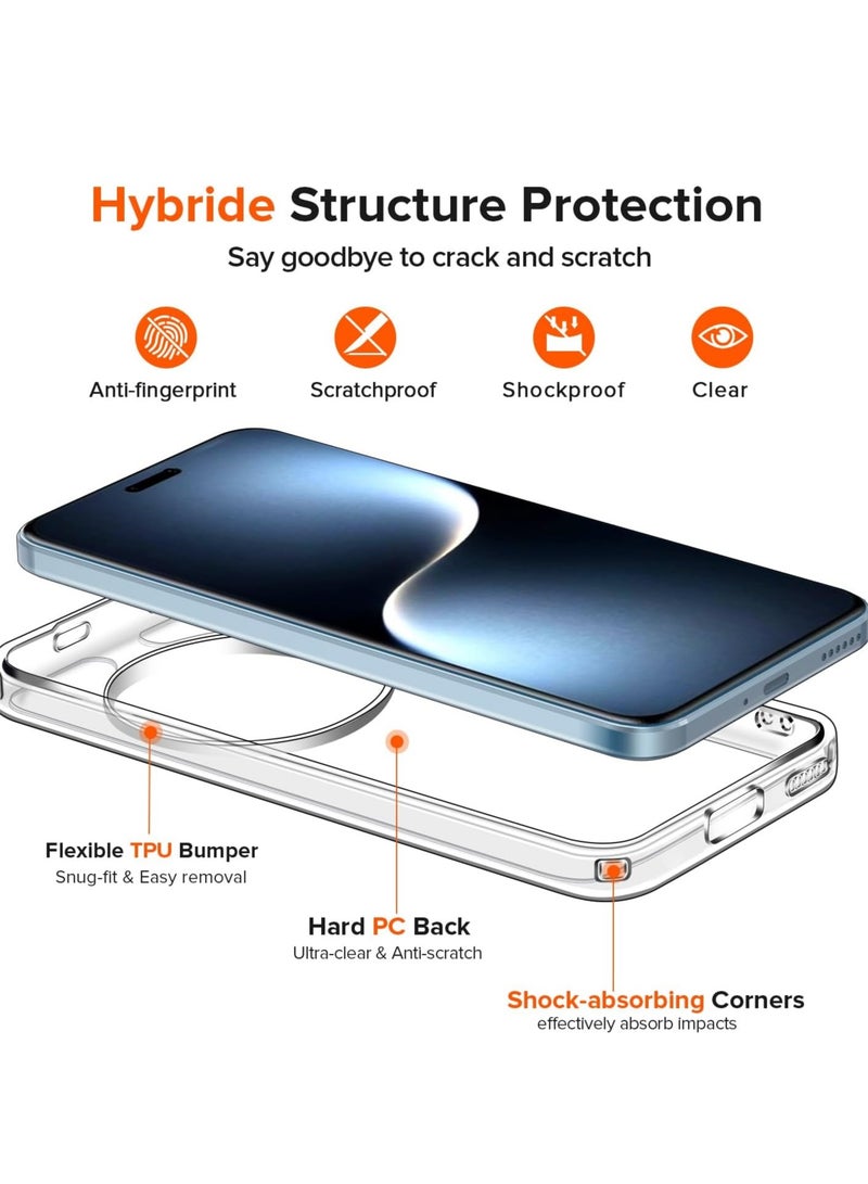 Beauenty For Honor Magic 7 Pro Case, TPU Bumper + PC Hard Plate Clear Back Cover, Shockproof Protection Mobile Phone Case, Anti-Yellowing Slim Fit Protective Casing (Transparent) - Image 2