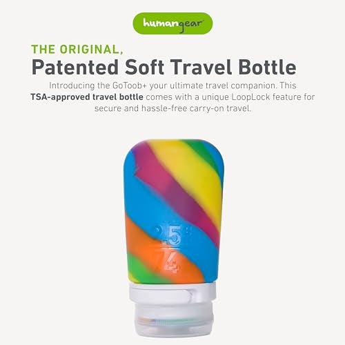 humangear GoToob Medium Refillable Silicone Travel Bottle Locking Lid FoodSafe Material Rainbow Medium 25 floz 74ml - Image 5