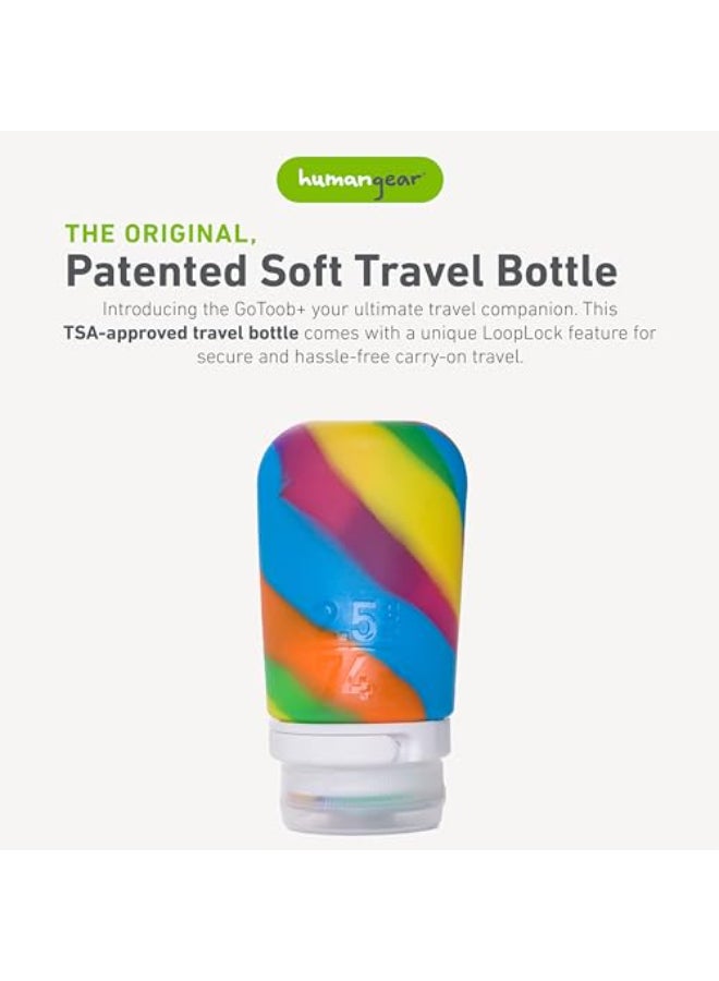 humangear GoToob Medium Refillable Silicone Travel Bottle Locking Lid FoodSafe Material Rainbow Medium 25 floz 74ml - Image 4