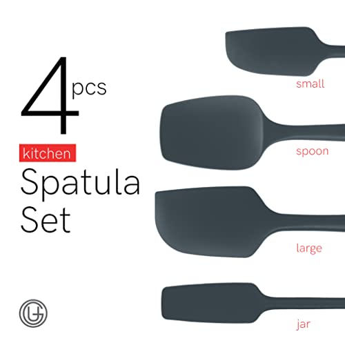 UpGood Silicone Spatula Set 600°F - High Heat Resistant Nonstick, Small and Large Kitchen Spatulas - Flexible BPA Free Professional Grade Cookware - Utensils for Cooking, Baking, Mixing(4 Pcs, Grey) - Image 2