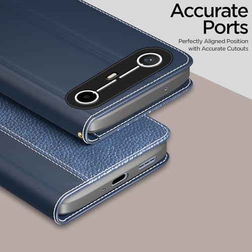 Pikkme Flip Cover for Tecno Pova Slim 5G | Leather Finish | Wallet Stand and Shock Proof | Complete Protection Flip Case (Blue) - Image 2