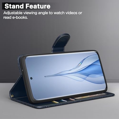 Pikkme Flip Cover for Tecno Pova Slim 5G | Leather Finish | Wallet Stand and Shock Proof | Complete Protection Flip Case (Blue) - Image 3