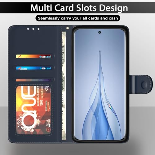 Pikkme Flip Cover for Tecno Pova Slim 5G | Leather Finish | Wallet Stand and Shock Proof | Complete Protection Flip Case (Blue) - Image 5