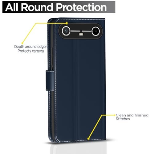 Pikkme Flip Cover for Tecno Pova Slim 5G | Leather Finish | Wallet Stand and Shock Proof | Complete Protection Flip Case (Blue) - Image 4