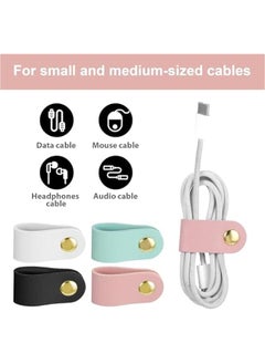 Generic 8Pcs Cord Organizer, Leather Cable Straps Reusable Cable Ties Clips Portable Cable Organizer Holder Keeper Manager for USB Data Holder Earphone Cable（White, Black, Green, Pink)  - Image 4