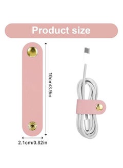 Generic 8Pcs Cord Organizer, Leather Cable Straps Reusable Cable Ties Clips Portable Cable Organizer Holder Keeper Manager for USB Data Holder Earphone Cable（White, Black, Green, Pink)  - Image 5