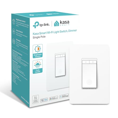 Kasa Smart Dimmer Switch HS220, Single Pole, Needs Neutral Wire, 2.4GHz Wi-Fi Light Switch Works with Alexa and Google Home, UL Certified, No Hub Required, 1 Pack - Image 1