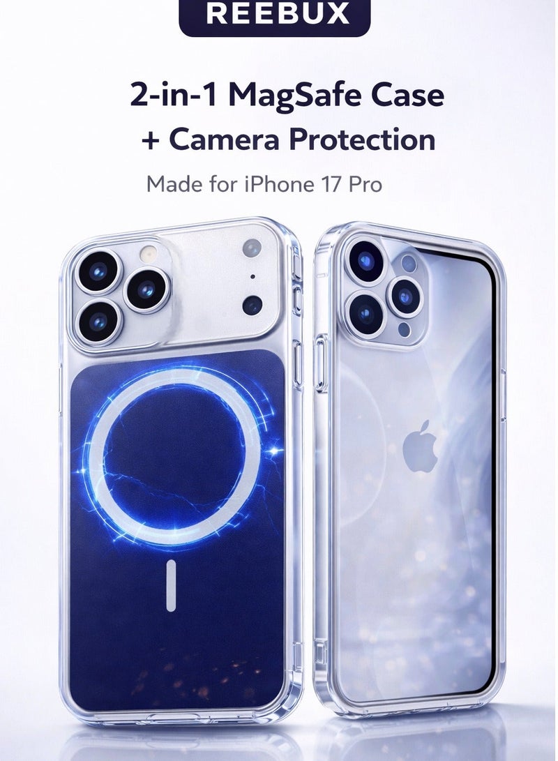 Reebux iPhone 17 Pro 2-in-1 Case with Camera Protection Frame, MagSafe Compatible, Strong Magnet, Military-Grade, Wear-Resistant Cover - Image 5
