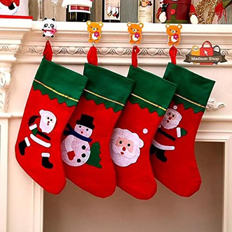 Evisha Large Size 3 Pcs Santa Claus Socks for Christmas Tree Party Decoration Hanging Red 23 X 15 X 36Cm - Image 1