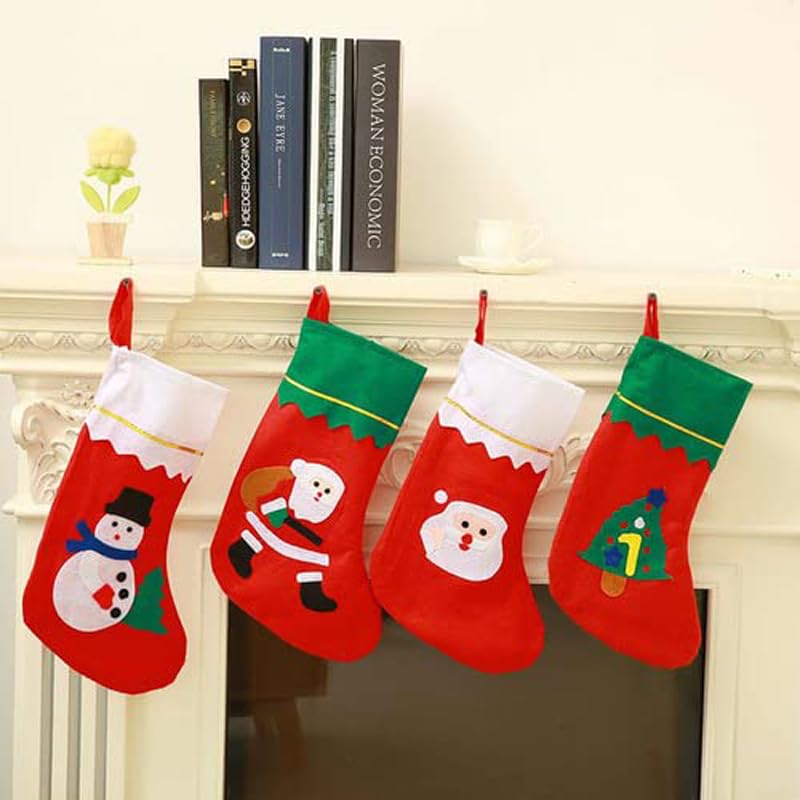 Evisha Large Size 3 Pcs Santa Claus Socks for Christmas Tree Party Decoration Hanging Red 23 X 15 X 36Cm - Image 2