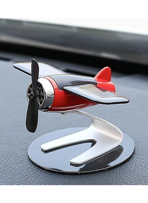 Solar-Powered Plastic Aircraft Dashboard Ornament - Car Interior Decoration for Men and Women, Creative Desktop Accessory for Car Enthusiasts, Ideal Gift
