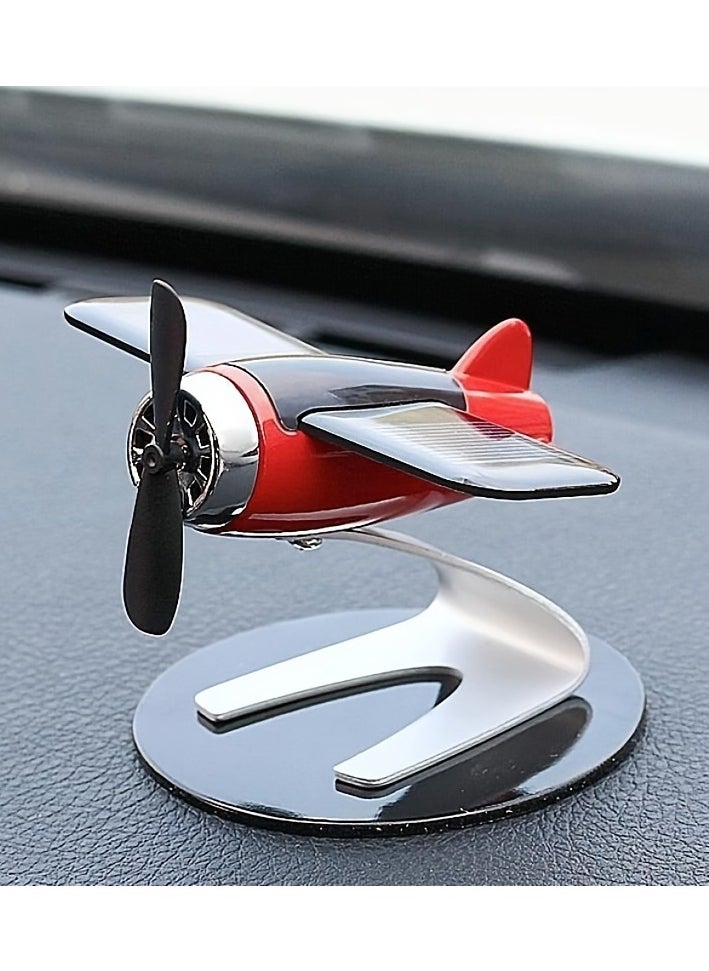 Solar-Powered Plastic Aircraft Dashboard Ornament - Car Interior Decoration for Men and Women, Creative Desktop Accessory for Car Enthusiasts, Ideal Gift