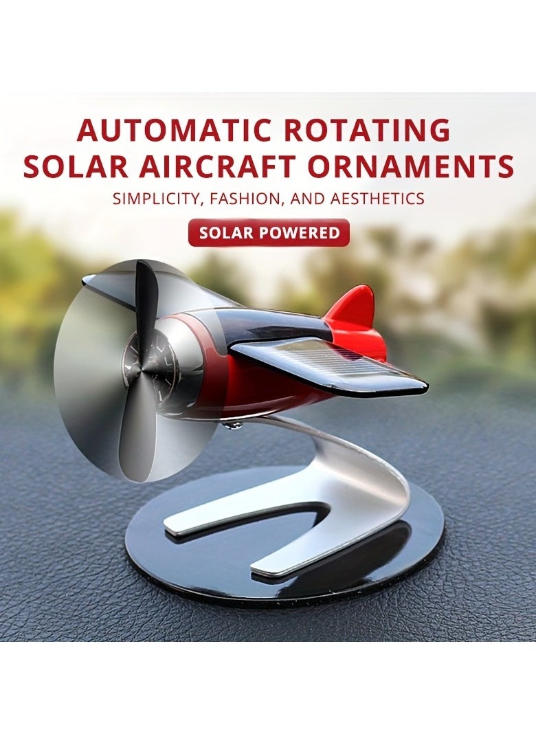 Solar-Powered Plastic Aircraft Dashboard Ornament - Car Interior Decoration for Men and Women, Creative Desktop Accessory for Car Enthusiasts, Ideal Gift