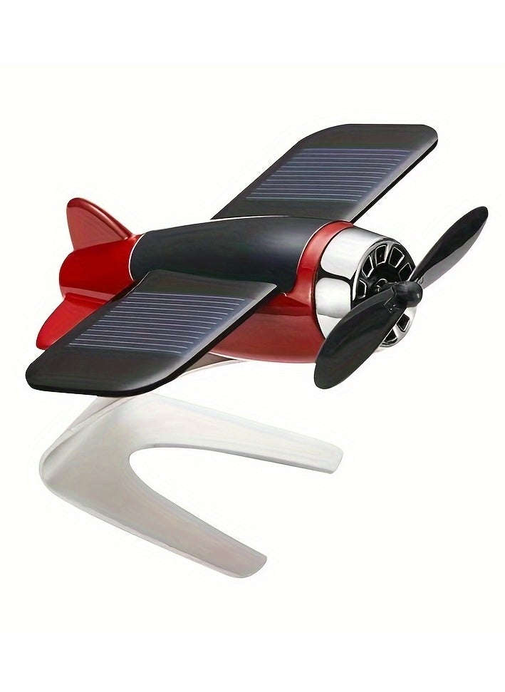 Solar-Powered Plastic Aircraft Dashboard Ornament - Car Interior Decoration for Men and Women, Creative Desktop Accessory for Car Enthusiasts, Ideal Gift